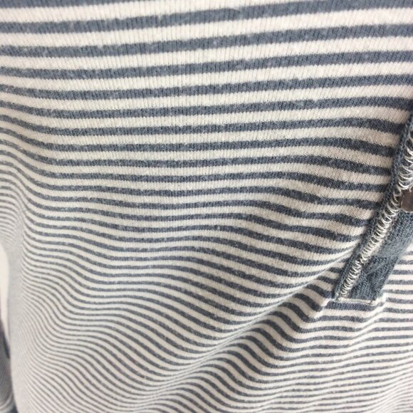 Aventura Hoodie Top Womens Medium Slate Blue Striped Jersey Knit Henley Bamboo - Picture 7 of 10